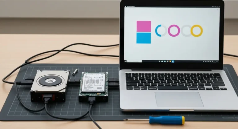 Dysk HDD i SSD podłączone do laptopa podczas klonowania systemu